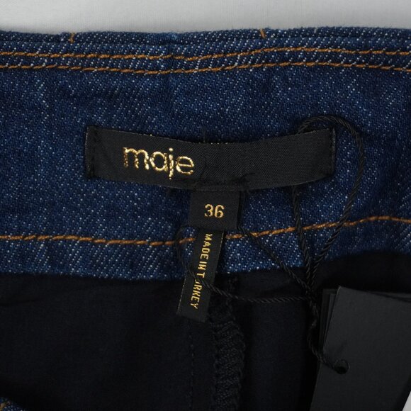 Maje Short Denim Pleated Skirt with Lining in Marine Blue Size 36 (NWT) - Picture 7 of 13